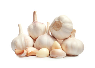 Fresh garlic on white background