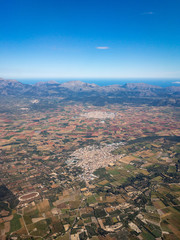Aerial view of Muro and Sa Pobla, Majorca, Spain.