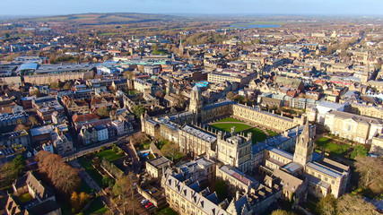Fototapeta na wymiar City of Oxford and Christ Church University - aerial view -aerial photography