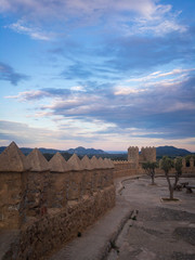 Defensive wall of castle Sant Salvador in the city of Arta, Majorca, Spain.