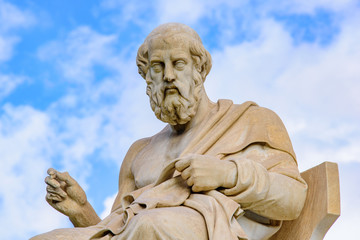Statue of Plato in front of Academy of Athens in Athens, Greece - obrazy, fototapety, plakaty