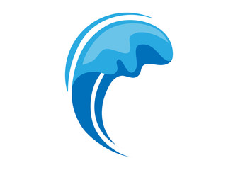 Water Wave Icon. Surf Logo. Vector Isolated On White Background. Hand Drawn Water Wave Icon. For Water Logo, Sign, Symbol, Surfing Icon, Sea And Ocean Logo. Abstract Ocean Waves Vector