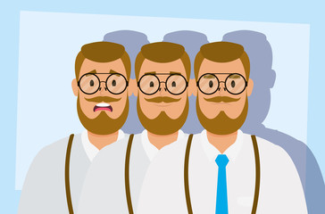 group of men with beard avatars characters