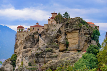 Fototapeta na wymiar Monastery of Varlaam on the rock, the second largest Eastern Orthodox monastery in Meteora, Greece