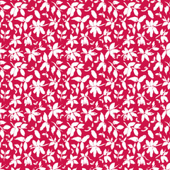 Seamless honeysuckle floral pattern. Red and white pattern. Fresh summer northern berries.