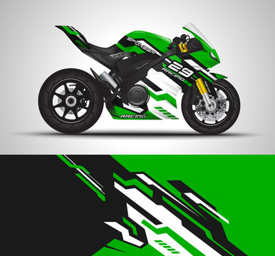 Motorcycle wrap decal and vinyl sticker design. Concept graphic abstract background for wrapping vehicles, motorsport, Sport bike, motocross, supermoto and livery. Vector illustration.
