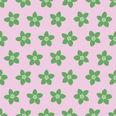 Vector Seamless green flowers on pink background pattern, Would look nice in a little girls bedroom or baby nursery. Think bedding, wallpaper, etc.