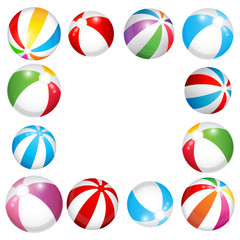 Beach ball collection on white background, vector illustration.
