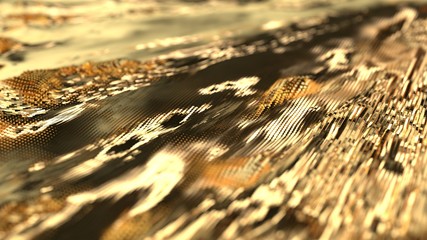 Abstract gold digital shock waves background, technology innovation landscape