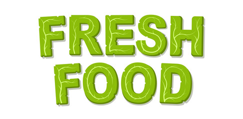 Fresh food design template with place for your text. Vegetable lettuce lettering poster design. Isolated vector illustration on white background.