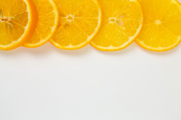 Collection of orange slices. Circle orange fruit slice isolated on white background
