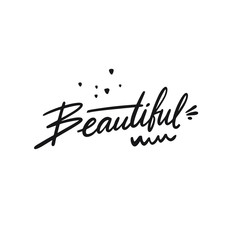 Beautiful word hand drawn lettering. Isolated on white background. Black Ink. Vector illustration.