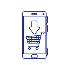 smartphone device with cart shopping vector illustration design