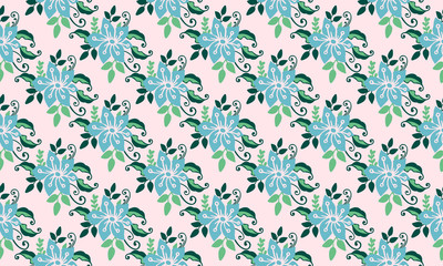 Unique floral pattern background for spring, with leaf and floral design.