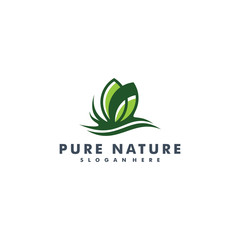 Pure nature leaf logo template, Natural icon vector