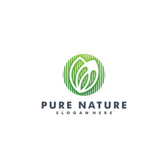 Pure nature leaf logo template, Natural icon vector