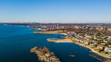 Fototapeta na wymiar Aerial Views of Mamaroneck, New Rochelle, and Larchmont