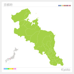 京都府の地図・Kyoto（市町村・区分け）