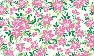 Romantic flower for spring, with modern of leaf and floral pattern decor.