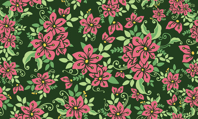 Spring floral pattern background, with seamless of leaf and flower design.
