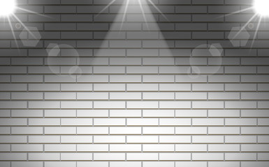 spotlights on the white brick wall background