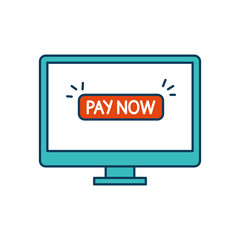 computer with button pay now design