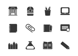 Isolated school silhouette style icon set vector design