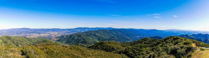 Fototapeta premium Panorama of Coastal Mountains, Forests, Midday 