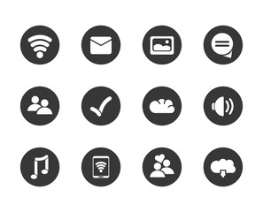 Social media block flat style icon set vector design