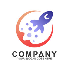 flat rocket logo design template