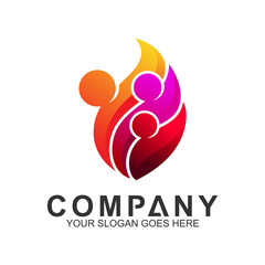 pictorial graphic logo design for family care,healthy people,happy kids,adoption child,foundation community and medical clinic