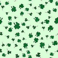 Clover leaf hand drawn doodle seamless pattern vector illustration.