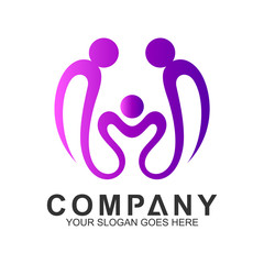 pictorial graphic logo design for family care,healthy people,happy kids,adoption child,foundation community and medical clinic