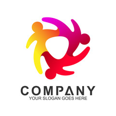 Fototapeta premium pictorial graphic logo design for family care,healthy people,happy kids,adoption child,foundation community and medical clinic