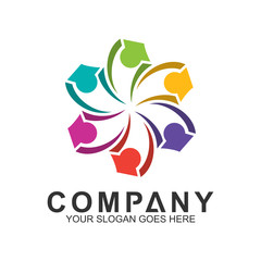 multicolored pictorial people logo design graphic for family care,social relationship,healthy people,happy kids,adoption child,education school,foundation community and medical clinic