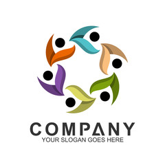 Fototapeta premium multicolored pictorial people logo design graphic for family care,social relationship,healthy people,happy kids,adoption child,education school,foundation community and medical clinic