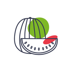 Fototapeta premium Isolated watermelon fruit line color style icon vector design