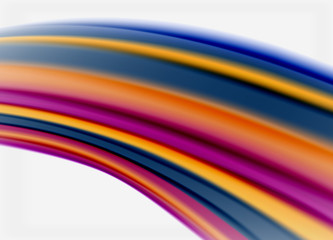 Wave lines abstract background, smooth silk design with rainbow style colors. Liquid fluid color waves. Vector Illustration