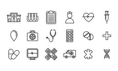 bundle of medicine set icons vector illustration design