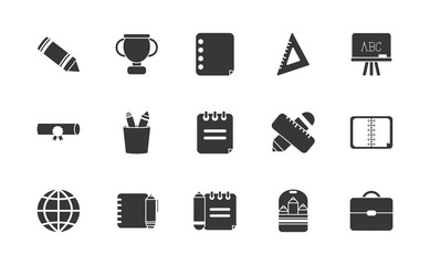 Isolated school silhouette style icon set vector design