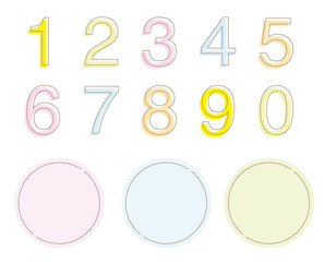 繊細な輪郭入りフレームと数字セット