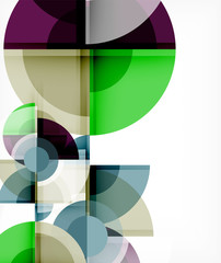 Obraz premium Abstract background, circle and triangle design round shapes overlapping. Geometric trendy template. Vector Illustration For Wallpaper, Banner, Background, Card, Book Illustration, landing page