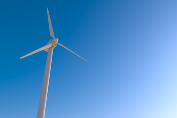 Storing electricity with wind turbines. Natural energy. 3D illustration