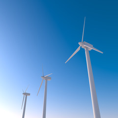 A wind turbine that rotates with the wind. Huge wind engine. 3D illustration