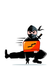 Hacker Icon. Ninja with the laptop, Ninja logo, ninja business, ninja laptop, ninja computer © i.d99d