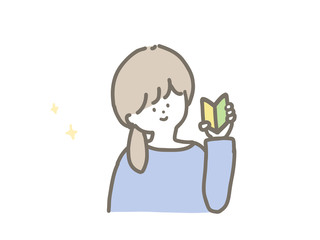 Woman holding a beginner mark.