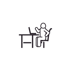 Isolated avatar seated with laptop line style icon vector design