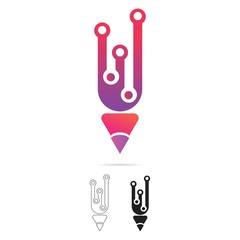 Digital art logo Premium Vector