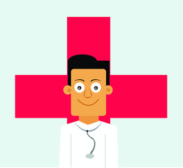 handsome male doctor vector illustration.  
