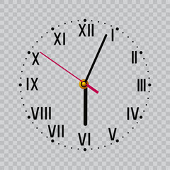 Black Clock on transparent background. Clock icon vector